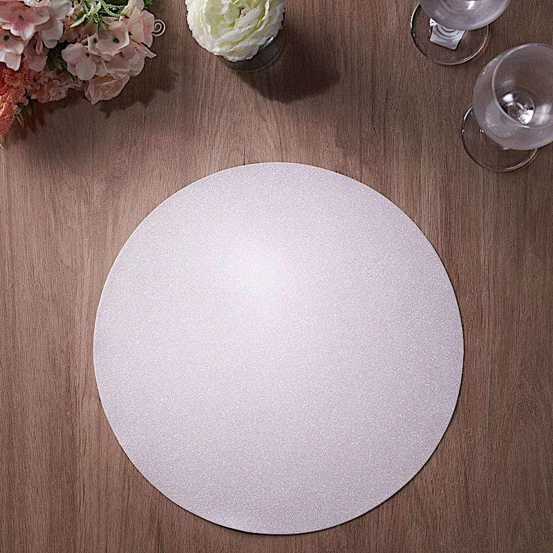 6 pcs 13" Round Glittered Faux Leather Placemats