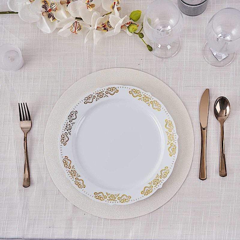 6 pcs 13" Round Glittered Faux Leather Placemats