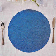6 pcs 13" Round Glittered Faux Leather Placemats