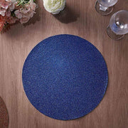 6 pcs 13" Round Glittered Faux Leather Placemats