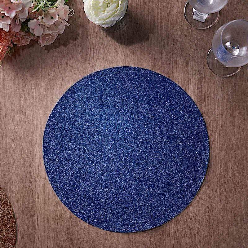 6 pcs 13" Round Glittered Faux Leather Placemats