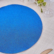 6 pcs 13" Round Glittered Faux Leather Placemats