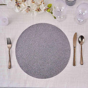 6 pcs 13" Round Glittered Faux Leather Placemats