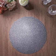 6 pcs 13" Round Glittered Faux Leather Placemats