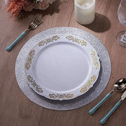 6 pcs 13" Round Glittered Faux Leather Placemats