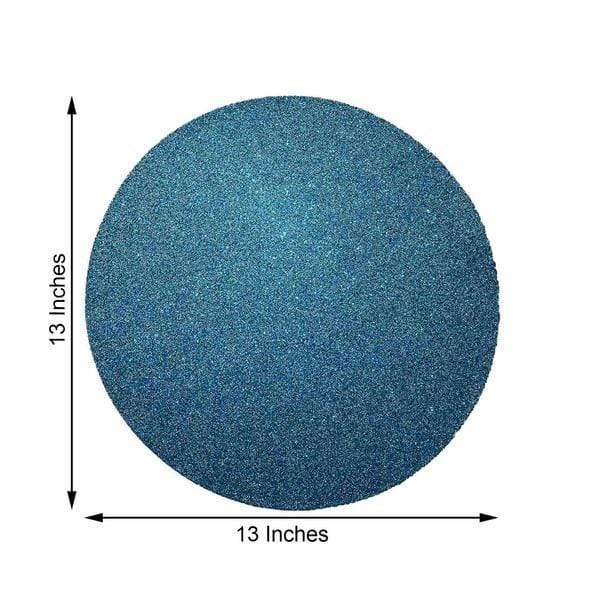 6 pcs 13" Round Glittered Faux Leather Placemats