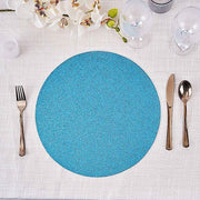 6 pcs 13" Round Glittered Faux Leather Placemats