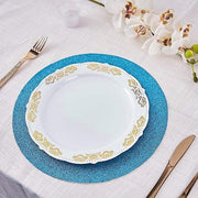 6 pcs 13" Round Glittered Faux Leather Placemats