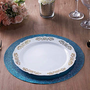 6 pcs 13" Round Glittered Faux Leather Placemats