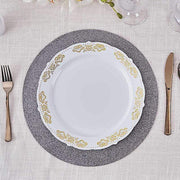 6 pcs 13" Round Glittered Faux Leather Placemats