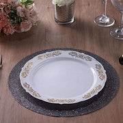 6 pcs 13" Round Glittered Faux Leather Placemats