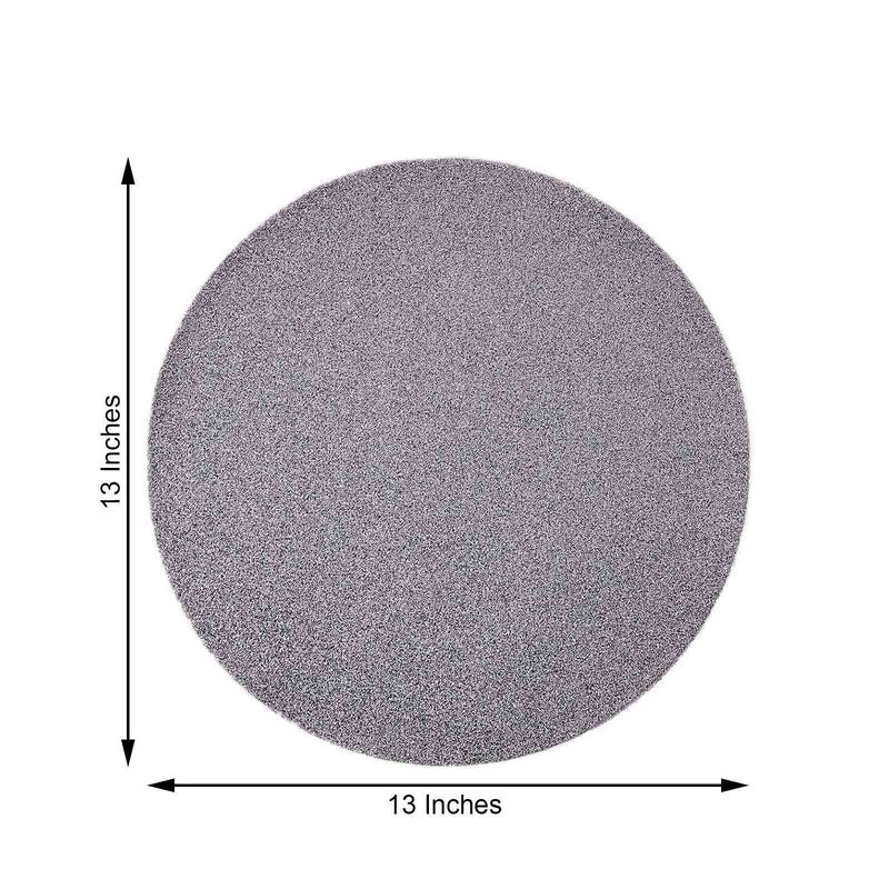 6 pcs 13" Round Glittered Faux Leather Placemats