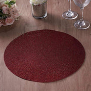 6 pcs 13" Round Glittered Faux Leather Placemats