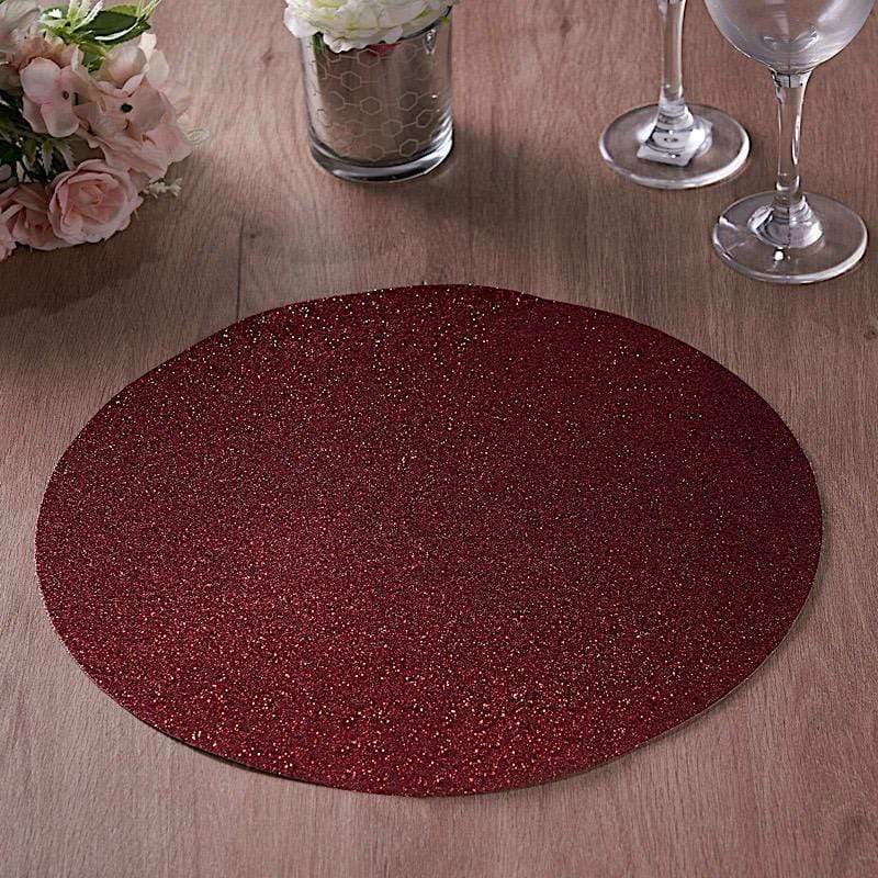 6 pcs 13" Round Glittered Faux Leather Placemats