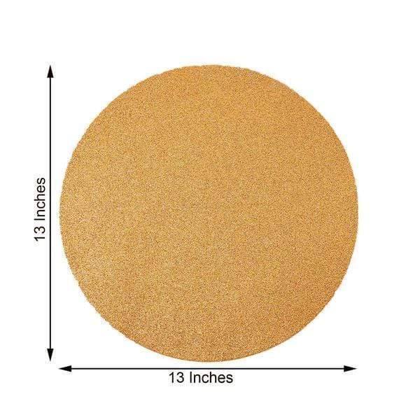 6 pcs 13" Round Glittered Faux Leather Placemats