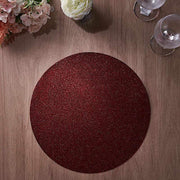 6 pcs 13" Round Glittered Faux Leather Placemats