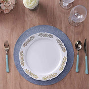 6 pcs 13" Round Glittered Faux Leather Placemats
