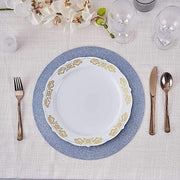 6 pcs 13" Round Glittered Faux Leather Placemats