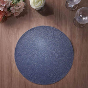 6 pcs 13" Round Glittered Faux Leather Placemats