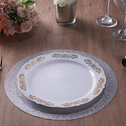 6 pcs 13" Round Glittered Faux Leather Placemats