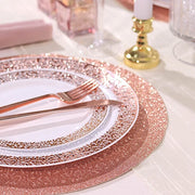 6 pcs 13" Round Glittered Faux Leather Placemats