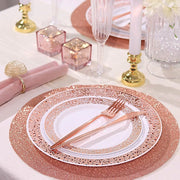 6 pcs 13" Round Glittered Faux Leather Placemats