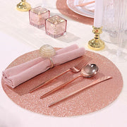 6 pcs 13" Round Glittered Faux Leather Placemats