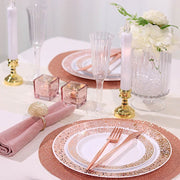 6 pcs 13" Round Glittered Faux Leather Placemats
