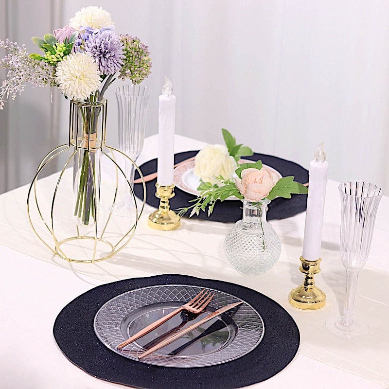 6 pcs 13" Round Glittered Faux Leather Placemats