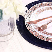 6 pcs 13" Round Glittered Faux Leather Placemats