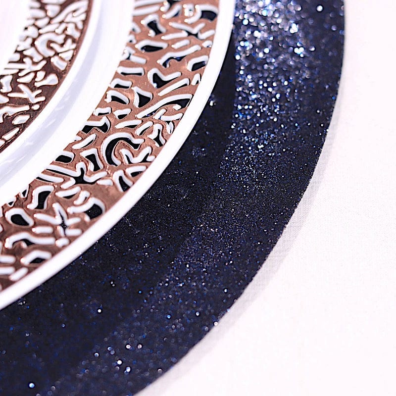 6 pcs 13" Round Glittered Faux Leather Placemats