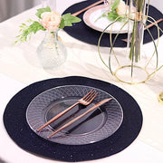 6 pcs 13" Round Glittered Faux Leather Placemats
