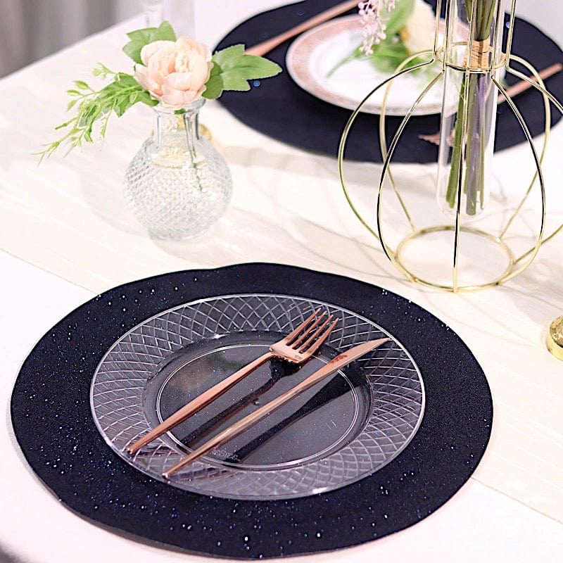 6 pcs 13" Round Glittered Faux Leather Placemats