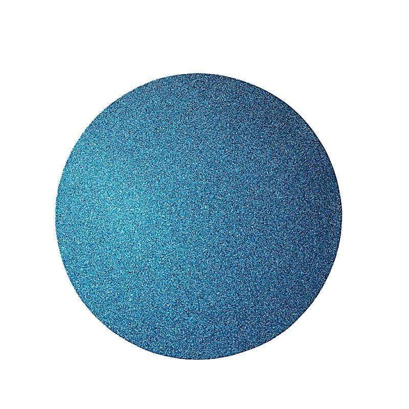 6 pcs 13" Round Glittered Faux Leather Placemats PLMAT_GLIT01_RND_TURQ
