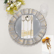 6 pcs 13" Round Scalloped Gold Trim Charger Plates