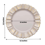6 pcs 13" Round Scalloped Gold Trim Charger Plates