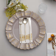 6 pcs 13" Round Scalloped Gold Trim Charger Plates