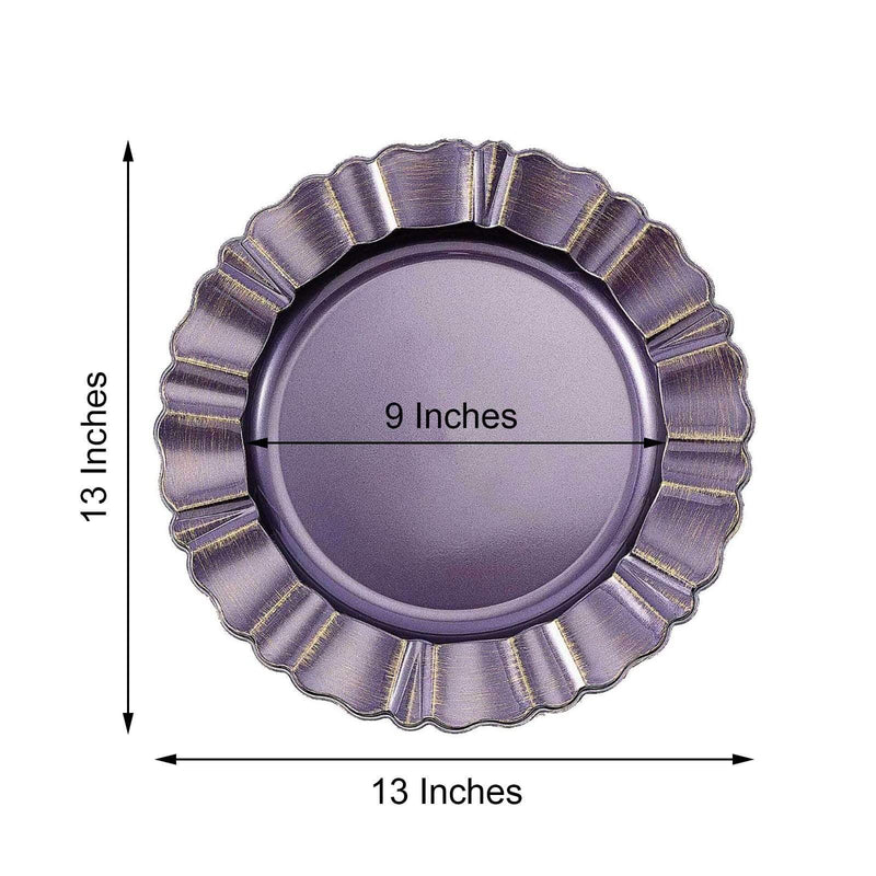 6 pcs 13" Round Scalloped Trim Charger Plates