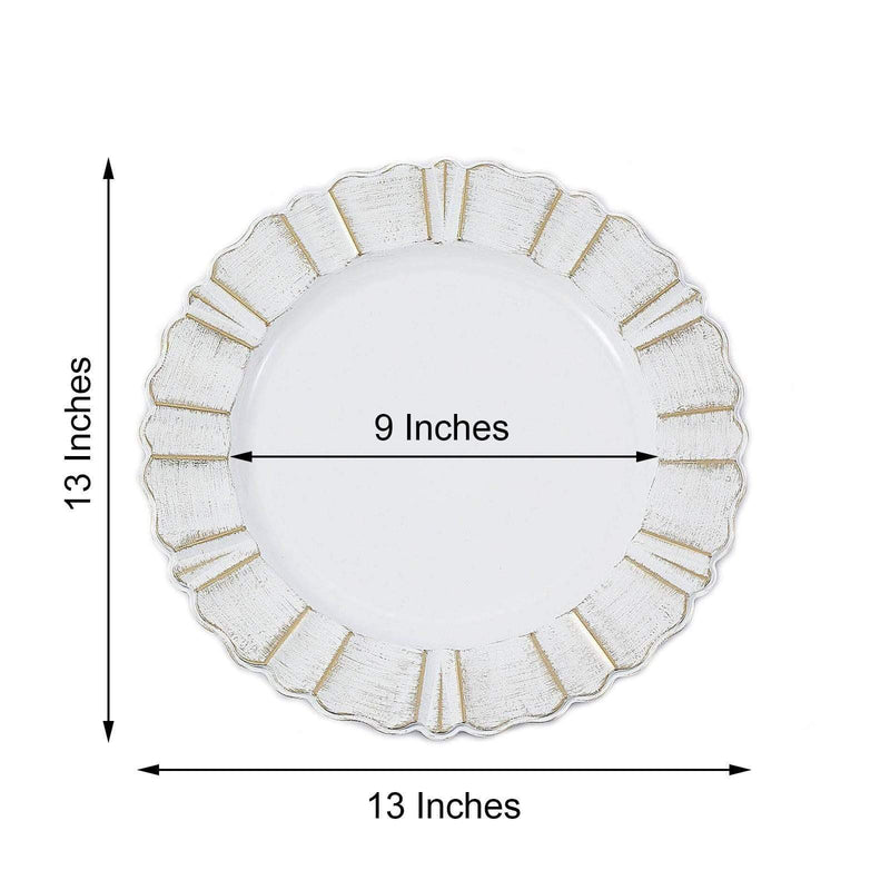 6 pcs 13" Round Scalloped Trim Charger Plates