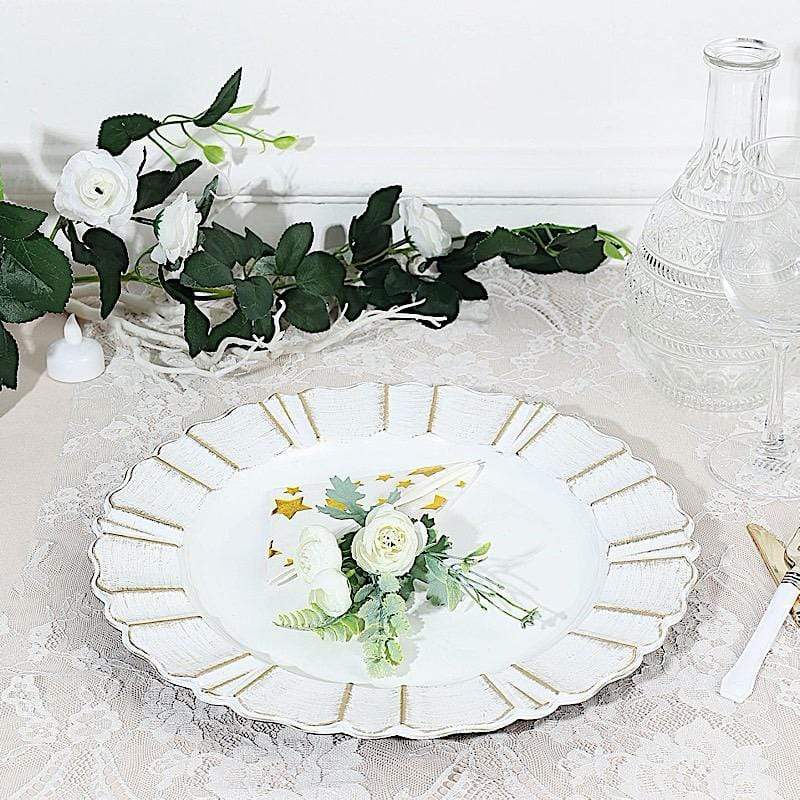 6 pcs 13" Round Scalloped Trim Charger Plates