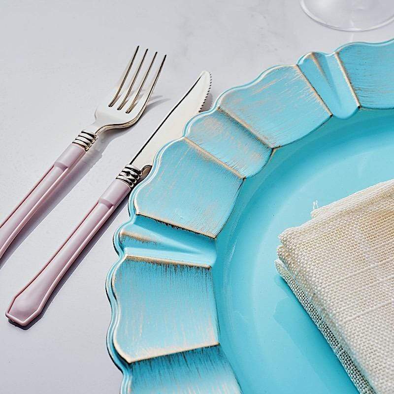 6 pcs 13" Round Scalloped Trim Charger Plates