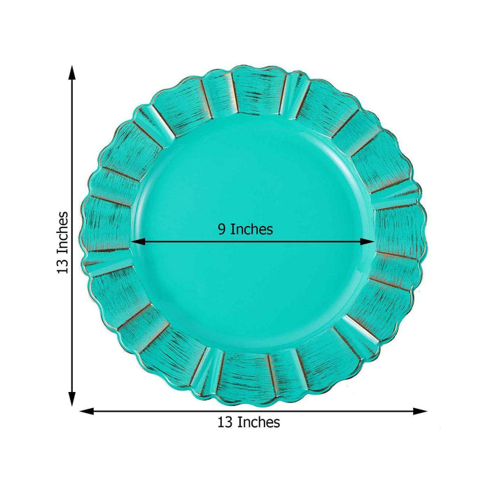 6 pcs 13" Round Scalloped Trim Charger Plates