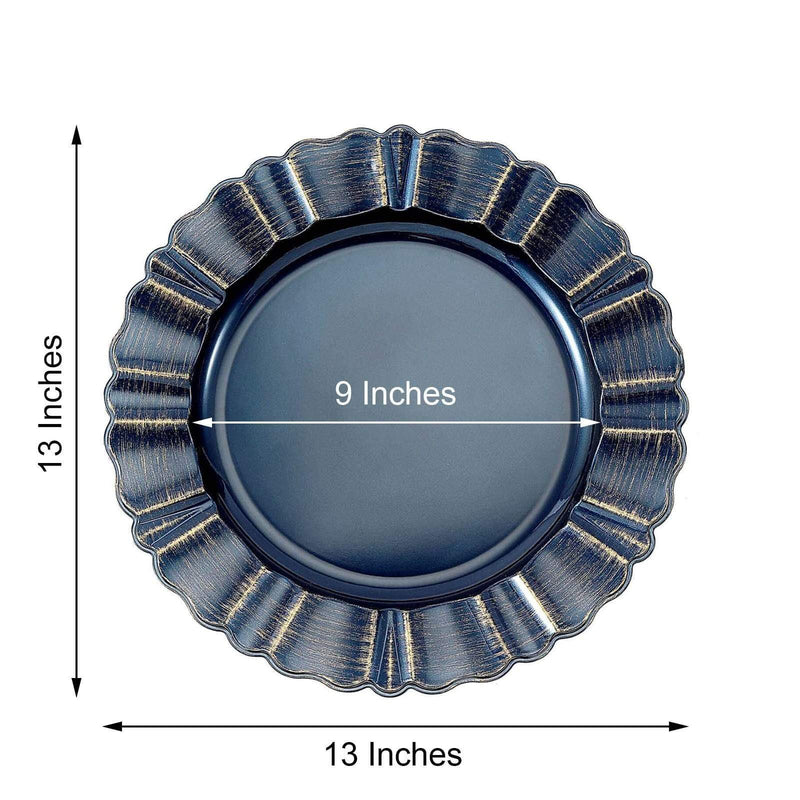 6 pcs 13" Round Scalloped Trim Charger Plates