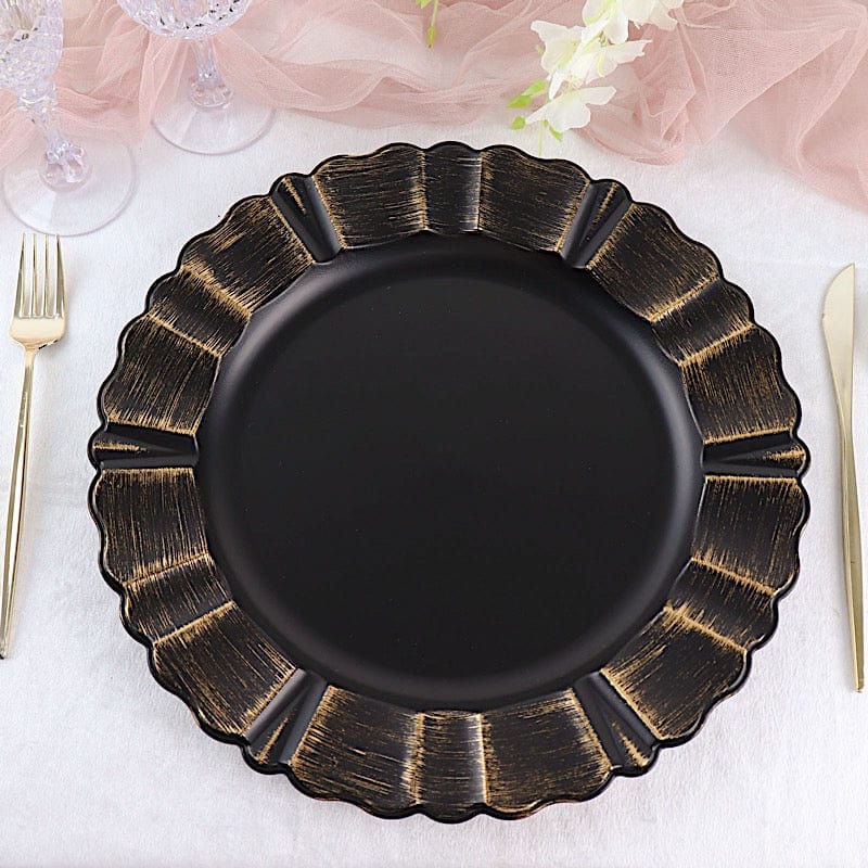 6 pcs 13" Round Scalloped Trim Charger Plates