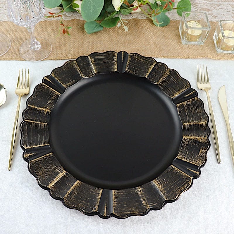 6 pcs 13" Round Scalloped Trim Charger Plates