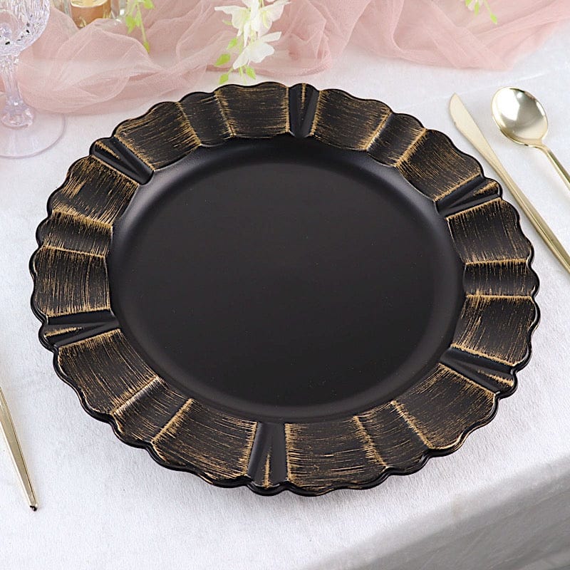 6 pcs 13" Round Scalloped Trim Charger Plates