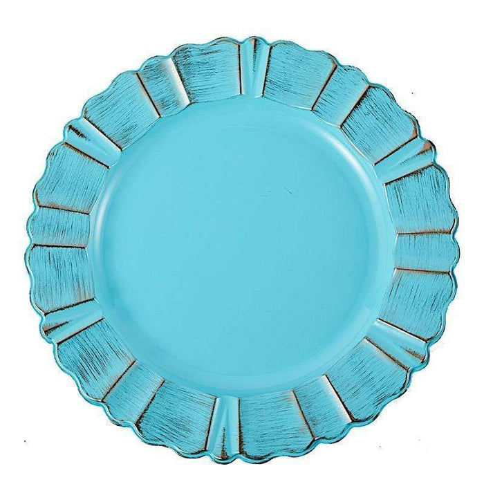 6 pcs 13" Round Scalloped Trim Charger Plates CHRG_PLST0004_BLUE