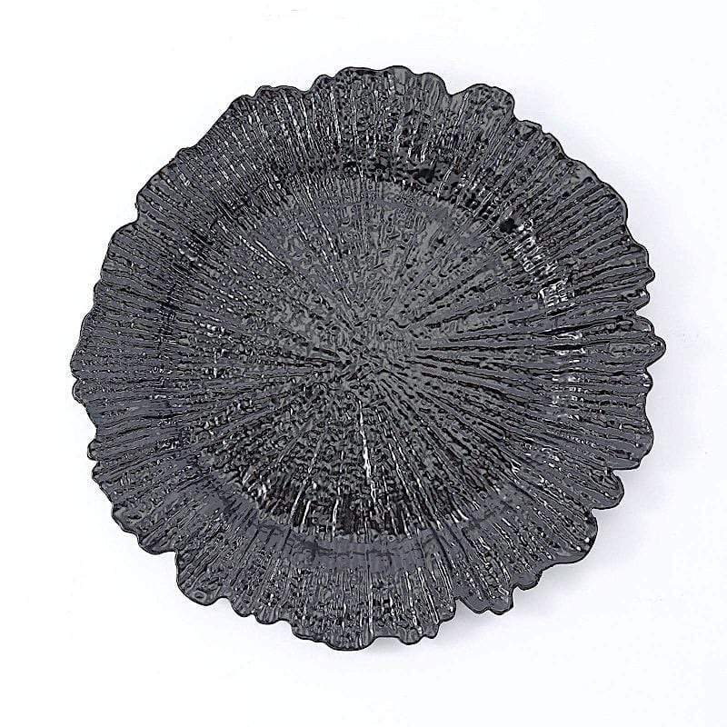 6 pcs 13" Round Textured Charger Plates CHRG_PLST0001_BLK
