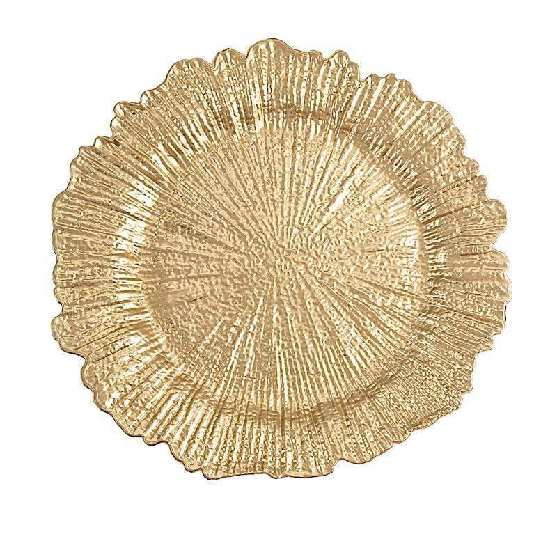 6 pcs 13" Round Textured Charger Plates CHRG_PLST0001_GOLD