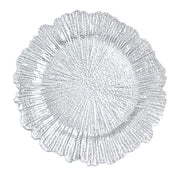 6 pcs 13" Round Textured Charger Plates CHRG_PLST0001_SILV